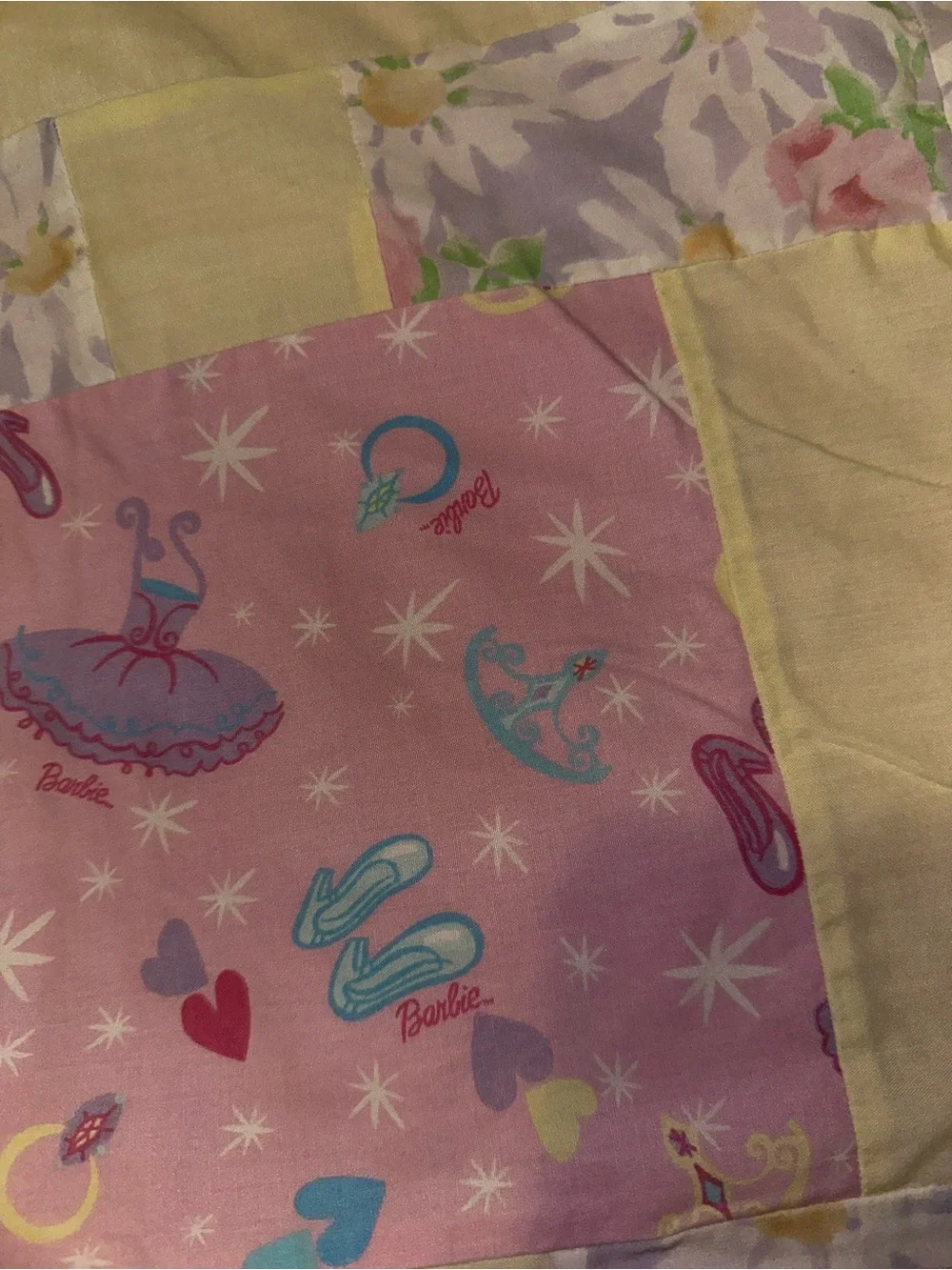 Barbie Handmade Patchwork Quilt Pink Floral 49x72
